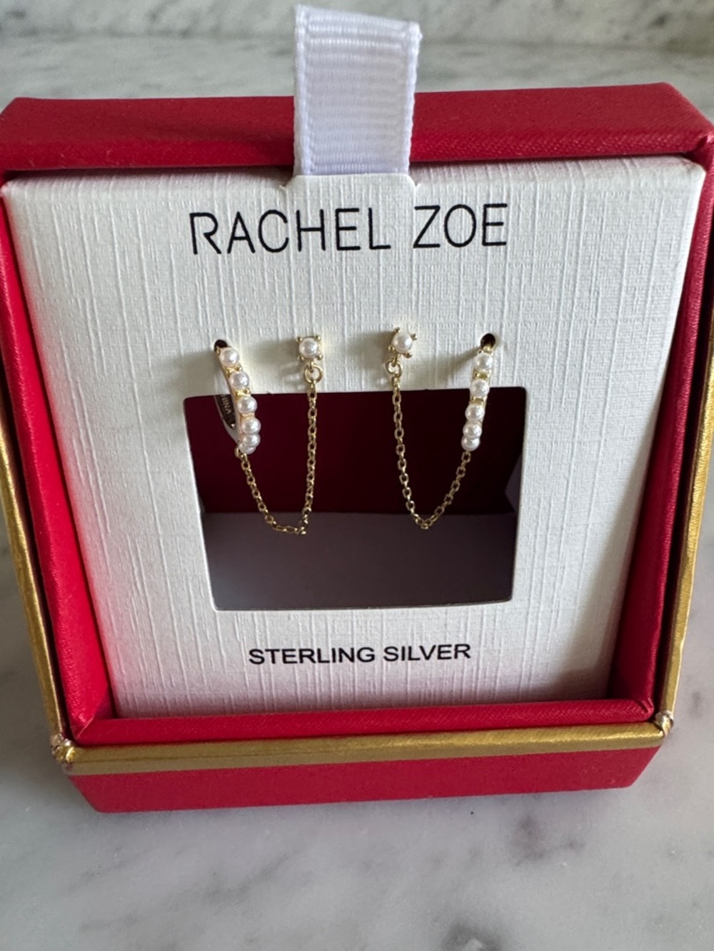 Rachel Zoe Gold-Tone Pearl Double Chain Ear Cuffs